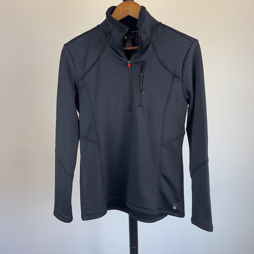 Spyder Active Womens M Black Grid Fleece 1/4 Zip Pullover Jacket Tech
Midlayer
